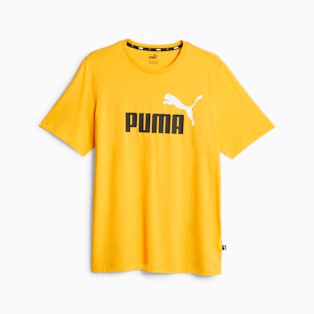 Essentials+ T-shirt met 2-kleuren-logo heren, Yellow Sizzle, small