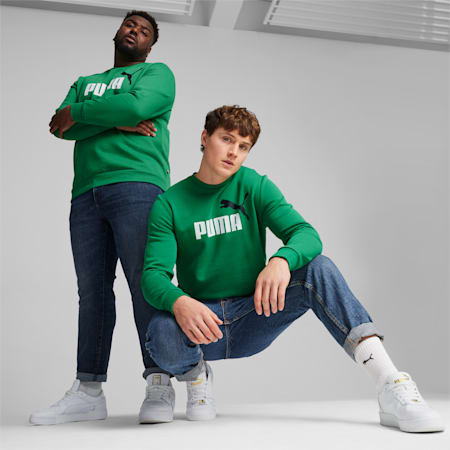 Essentials+ Two-Tone Big Logo Crew Neck Men's Sweater, Archive Green, small-AUS