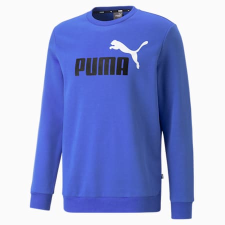 Essentials+ Two-Tone Big Logo Crew Neck Men's Sweater, Royal Sapphire, small-AUS