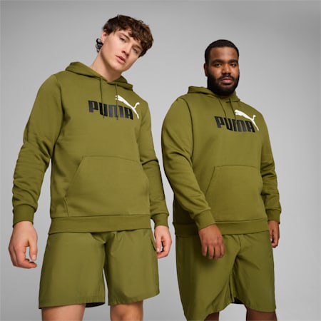Essentials+ Two-Tone Big Logo Men's Hoodie, Olive Green, small-AUS