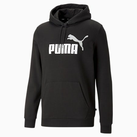 Essentials+ Two-Tone Big Logo Men's Hoodie, PUMA Black-puma white, small-AUS