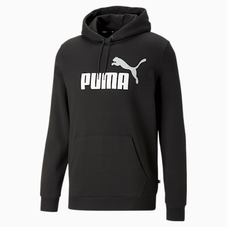 Essentials+ Two-Tone Big Logo Men's Hoodie, PUMA Black-puma white, small-NZL