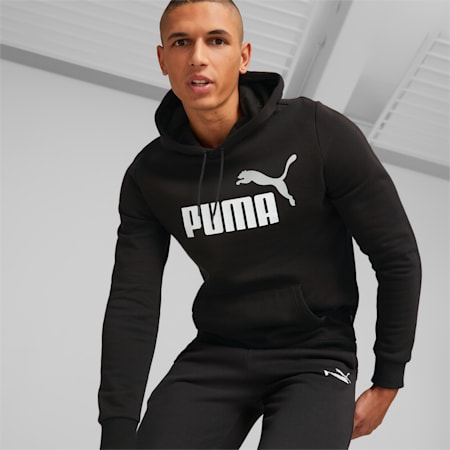 Essentials+ Two-Tone Big Logo Men's Hoodie, PUMA Black-puma white, small-AUS