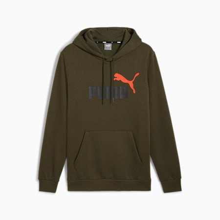 Essentials+ Two-Tone Big Logo Men's Hoodie, Dark Olive, small-AUS