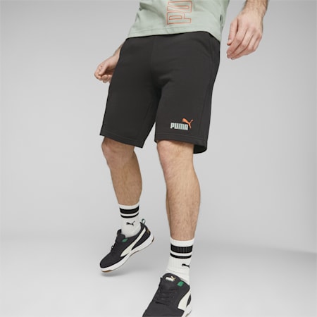 Essentials+ Two-Tone Men's Shorts, PUMA Black-green fog, small-SEA