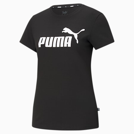 Essentials Logo Women's Tee, Puma Black, small-AUS