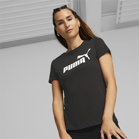 T-shirt à logo Essentials Femme, Puma Black, small-DFA