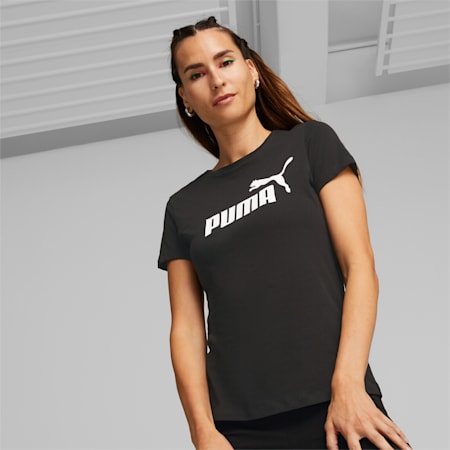 Essentials Logo damesshirt, Puma Black, small