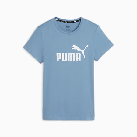 Essentials Logo Damen T-Shirt, Zen Blue, small