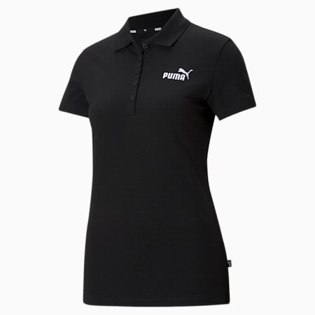 Essentials Women's Polo Shirt, Puma Black, small-IDN