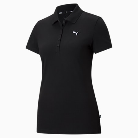 Essentials Women's Polo Shirt, Puma Black-CAT, small-IDN