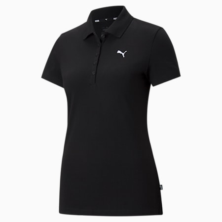 Essentials Women's Polo Shirt, Puma Black-CAT, small-PHL