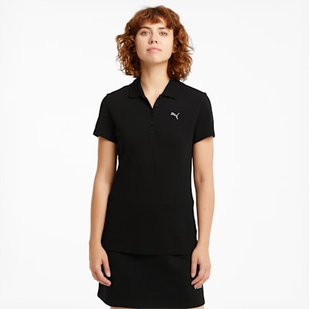 Essentials Women's Polo Shirt, Puma Black-CAT, small-DFA