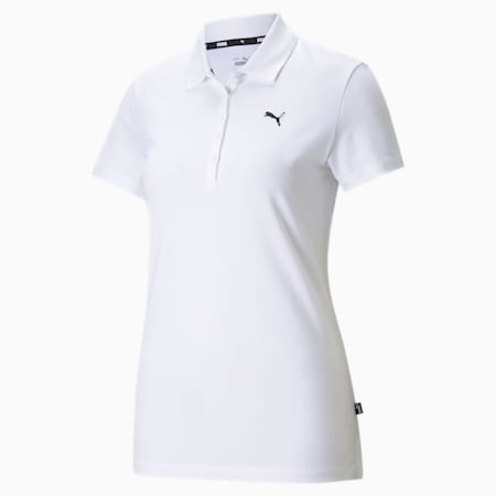 Essentials Women's Polo Shirt, Puma White-CAT, small-IDN