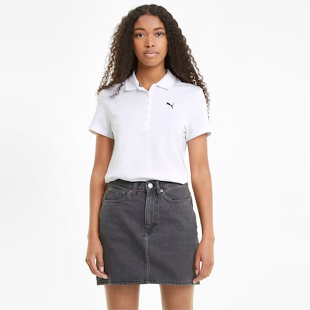 Essentials Women's Polo Shirt, Puma White-CAT, small