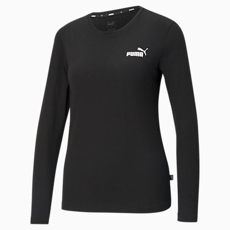 Essentials Long Sleeve Women's Tee, Puma Black, small-SEA