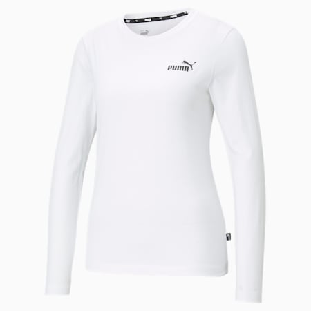 Essentials Long Sleeve Women's Tee, Puma White, small