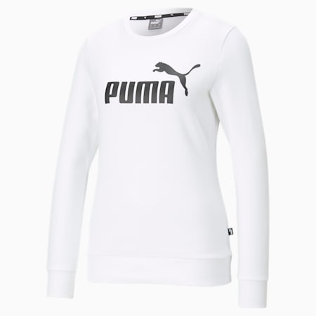 Essentials Logo Crew Neck Women's Sweater, Puma White, small-AUS
