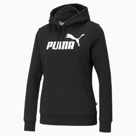 Essentials Logo Hoodie Women, Puma Black, small-AUS