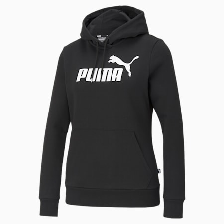 Polera con capucha Essentials Logo para mujer, Puma Black, small-PER
