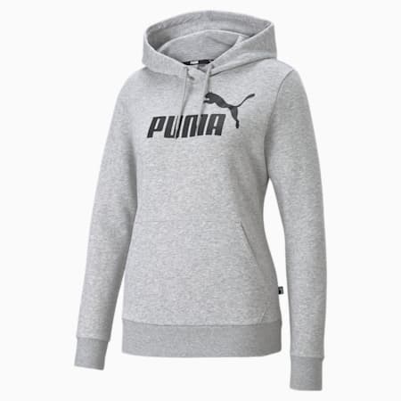 Essentials Logo Hoodie Women, Light Gray Heather, small-DFA