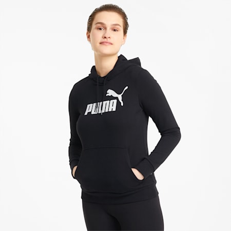 Essentials Logo Hoodie Women, Puma Black, small-AUS