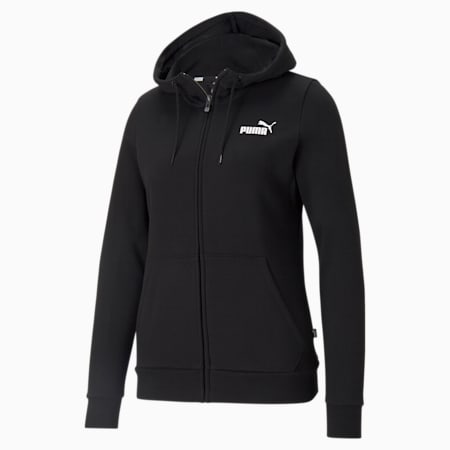 Essentials hoodie met volledige ritssluiting dames, Puma Black, small