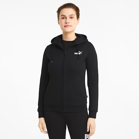 Sweat à capuche à fermeture zippée intégrale Essentials femme, Puma Black, small