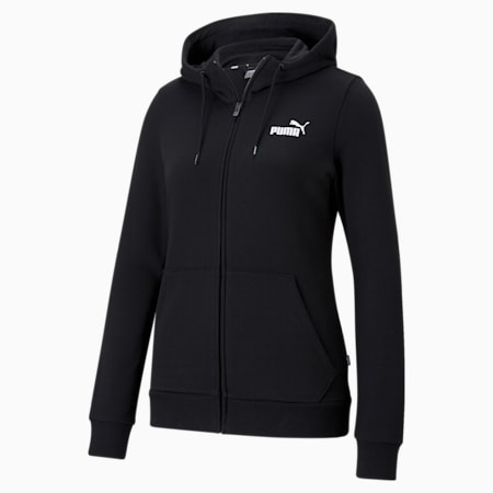 Felpa con cappuccio e zip integrale Essentials donna, Puma Black, small