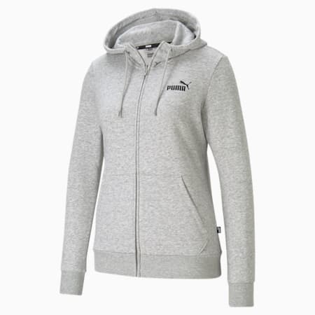 Essentials Full Zip dameshoodie, Light Gray Heather, small