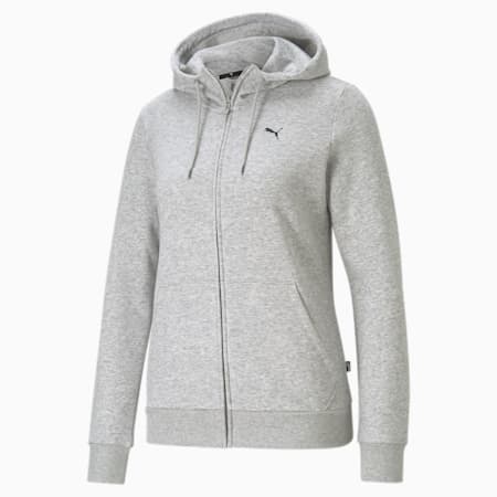 Essentials Full-Zip Women's Hoodie, Light Gray Heather-CAT, small-SEA