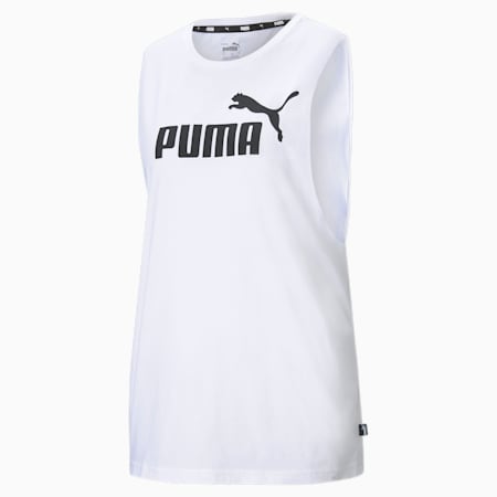 Essentials Logo Cut Off Women's Tank Top, Puma White, small-AUS