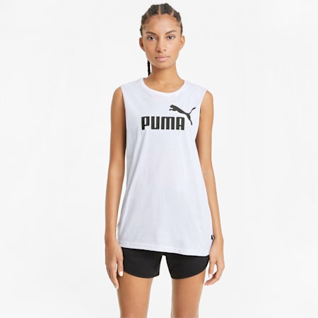 Damska koszulka bez rękawów Essentials z logo, Puma White, small