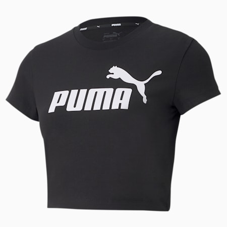 puma essentials small logo slim joggers in black