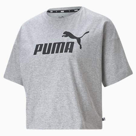 Essentials Logo Cropped Women's Tee, Light Gray Heather, small-AUS