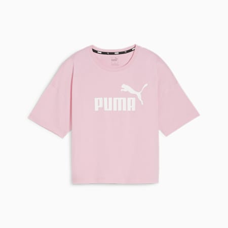 Essentials Logo Cropped Tee Women, Pink Lilac, small-THA