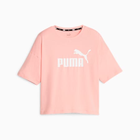 Essentials Logo Cropped Damen T-Shirt, Peach Smoothie, small
