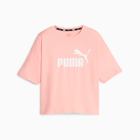 Essentials Logo Cropped Tee Women, Peach Smoothie, small-THA