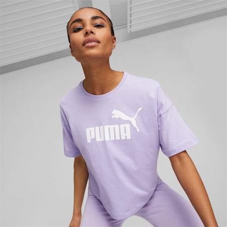 Essentials Logo Cropped Tee Women, Vivid Violet, small-DFA