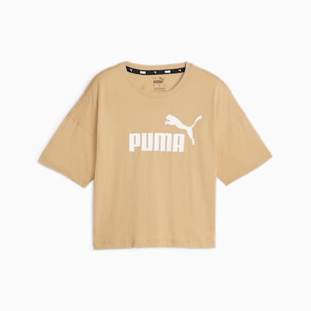 Essentials Logo cropped T-shirt dames, Sand Dune, small