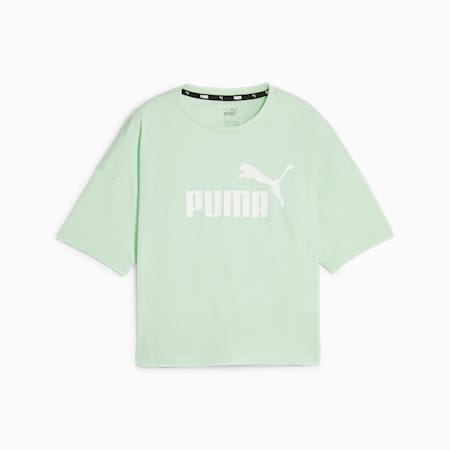 Essentials Logo Cropped Tee Women, Fresh Mint, small-THA