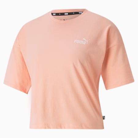 Essential Small Logo Relaxed Fit Women's Cropped T-Shirt, Apricot Blush, small-IND