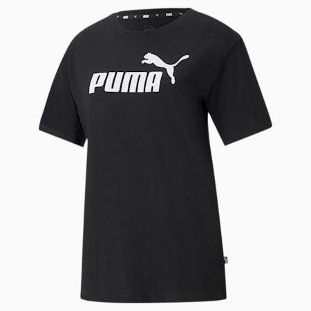 Essentials Logo Damen Boyfriend-Shirt, Puma Black, small