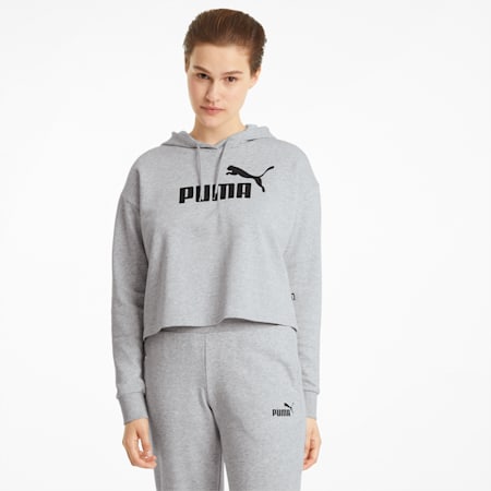 Sweat à capuche court Essentials Logo femme, Light Gray Heather, small