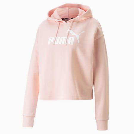 Essentials cropped hoodie met logo dames, Rose Dust, small