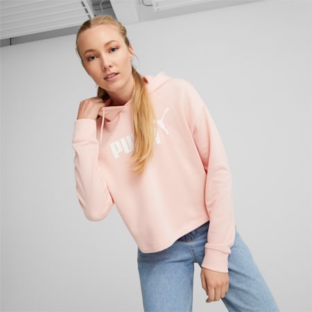 Sweat à capuche court Essentials Logo femme, Rose Dust, small