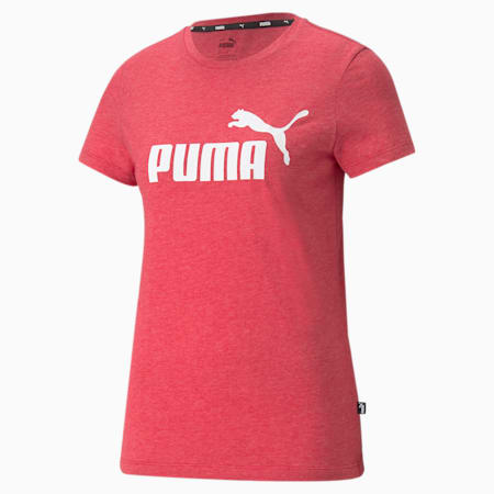 Damski melanżowy T-shirt Essentials z logo, Persian Red Heather, small