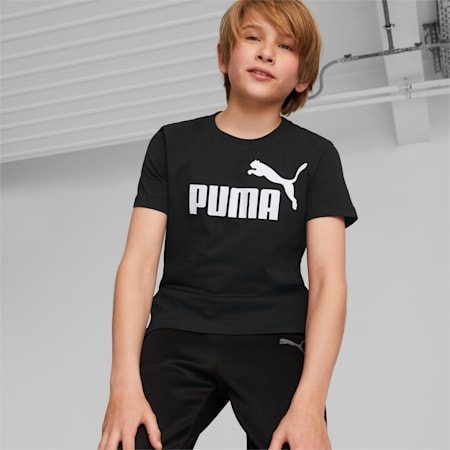 T-shirt con logo Essentials per ragazzi, Puma Black, small