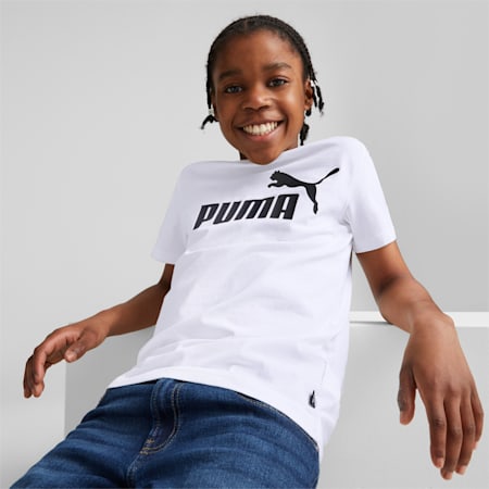 Essentials T-shirt met logo jongeren, Puma White, small