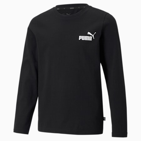 Camiseta juvenil Essentials de manga larga con logotipo n.º 1, Puma Black, small